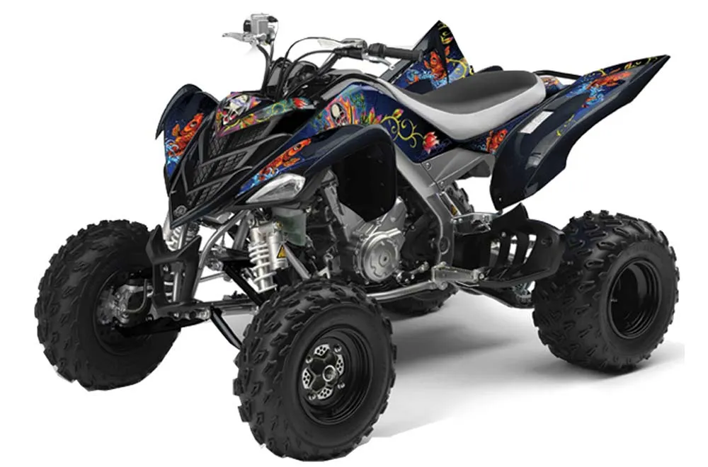 Yamaha Raptor 700 ATV Graphic Kit - 2006-2012 Ed Hardy - Pirates Blue
