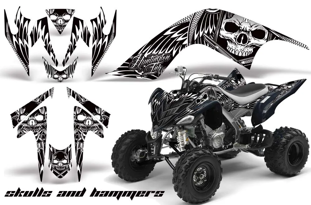 Yamaha Raptor 700 ATV Graphic Kit - 2006-2012 Skulls and Hammers Red