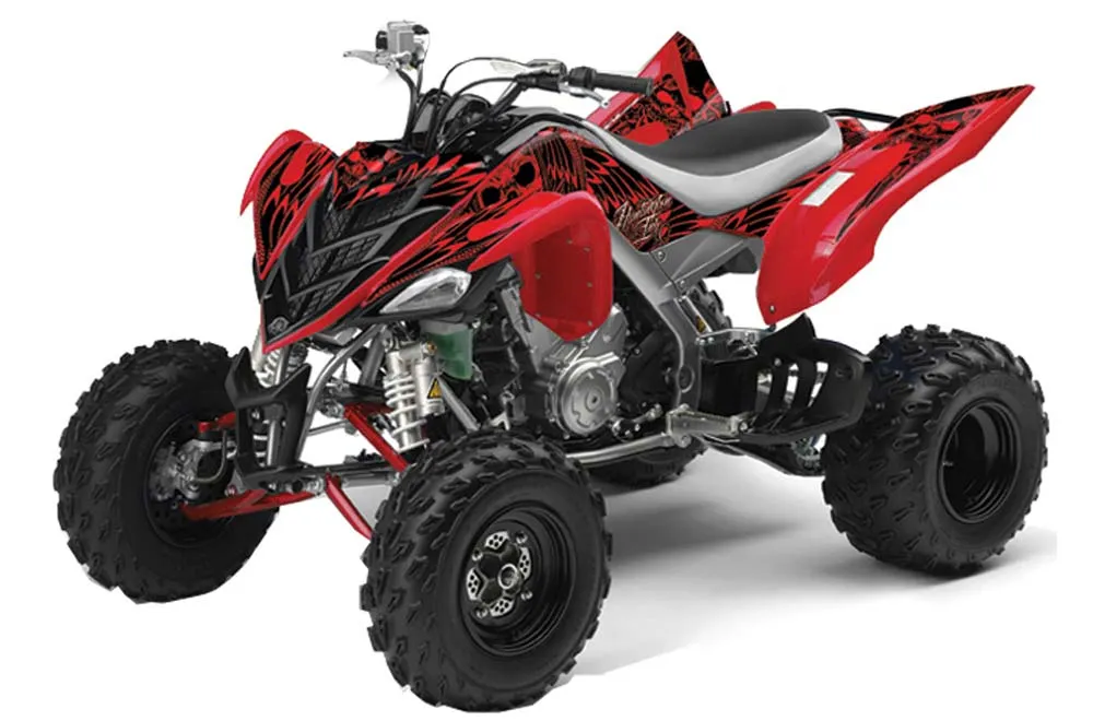 Yamaha Raptor 700 ATV Graphic Kit - 2006-2012 Skulls and Hammers Red