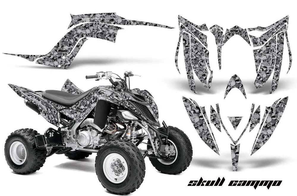 Yamaha Raptor 700 ATV Graphic Kit - 2006-2012 Skull Camo Silver