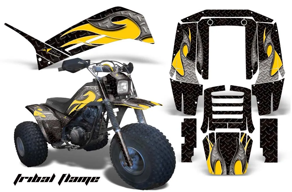 Yamaha Shaft DX 225 - 3 Wheeler ATV Graphic Kit - 1983-1985 Tribal Flame Yellow