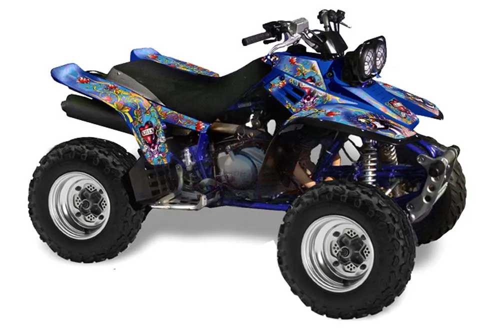 Yamaha Warrior 350 ATV Graphic Kit - All Years Ed Hardy - Love Kills Blue