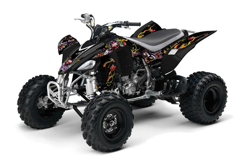 Yamaha YFZ 450 ATV Graphic Kit - 2004-2014 Ed Hardy - Love Kills Black