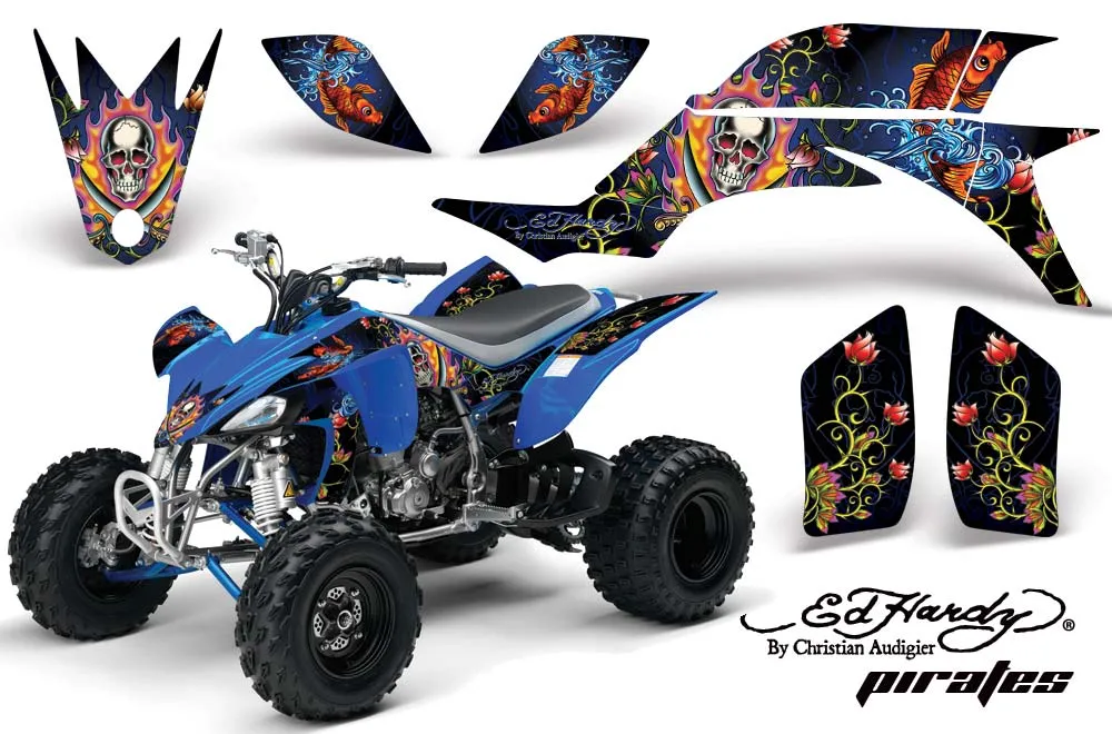Yamaha YFZ 450 ATV Graphic Kit - 2004-2014 Ed Hardy - Pirates Blue