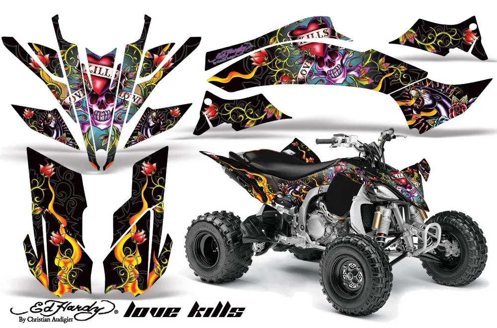 Yamaha YFZ 450SE / 450R ATV Graphic Kit - 2009-2013 Ed Hardy - Love Kills Black
