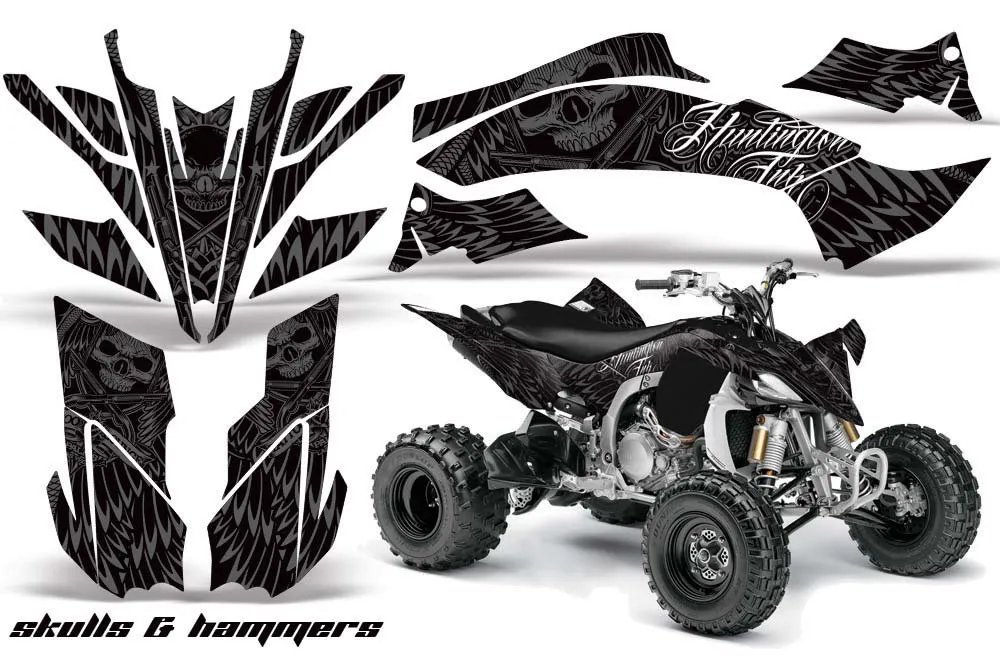 Yamaha YFZ 450SE / 450R ATV Graphic Kit - 2009-2013 Skulls and Hammers Silver