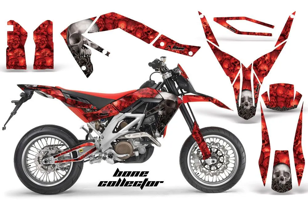 Aprilia SXV 4.5 / 5.5 Dirt Bike Graphic Kit - 2006-2015 Bone Collector Red
