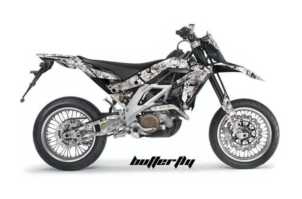 Aprilia SXV 4.5 / 5.5 Dirt Bike Graphic Kit - 2006-2015 Butterfly White