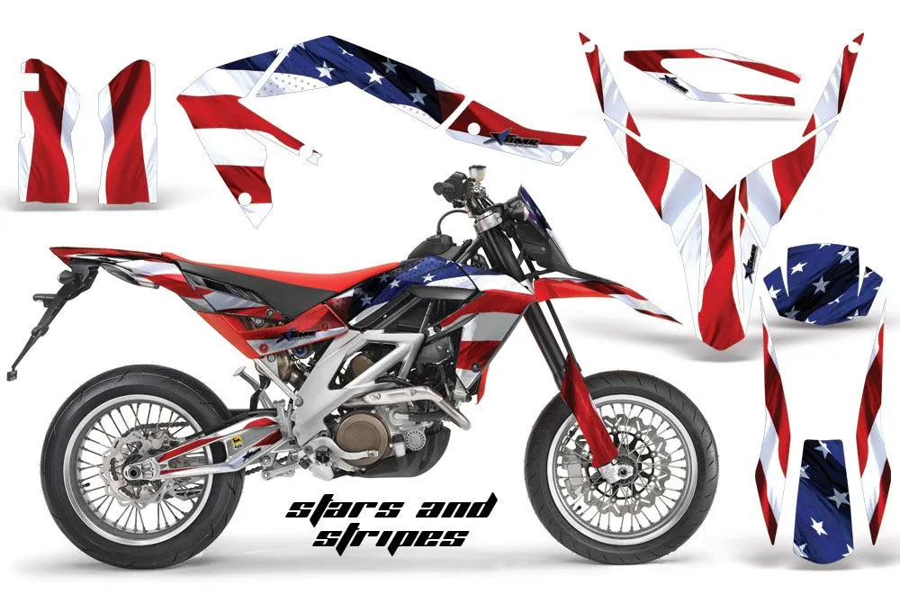Aprilia SXV 4.5 / 5.5 Dirt Bike Graphic Kit - 2006-2015 Stars and Stripes Red White & Blue