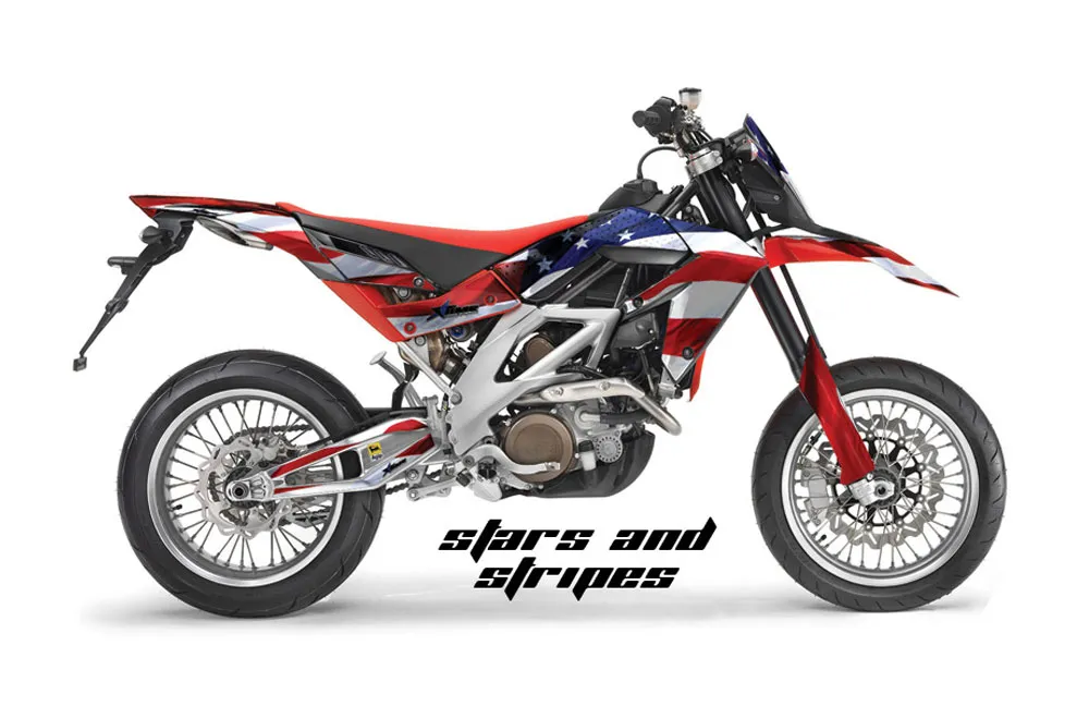 Aprilia SXV 4.5 / 5.5 Dirt Bike Graphic Kit - 2006-2015 Stars and Stripes Red White & Blue