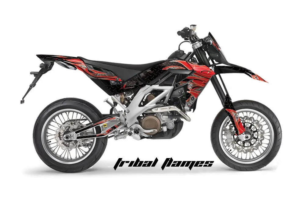 Aprilia SXV 4.5 / 5.5 Dirt Bike Graphic Kit - 2006-2015 Tribal Flames Red