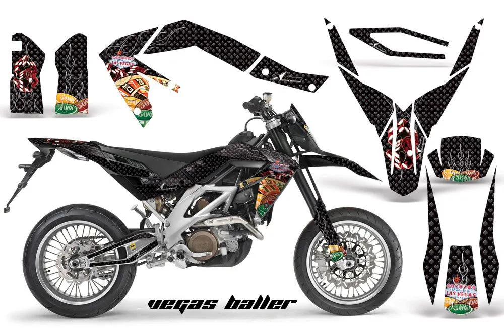 Aprilia SXV 4.5 / 5.5 Dirt Bike Graphic Kit - 2006-2015 Vegas Baller Black