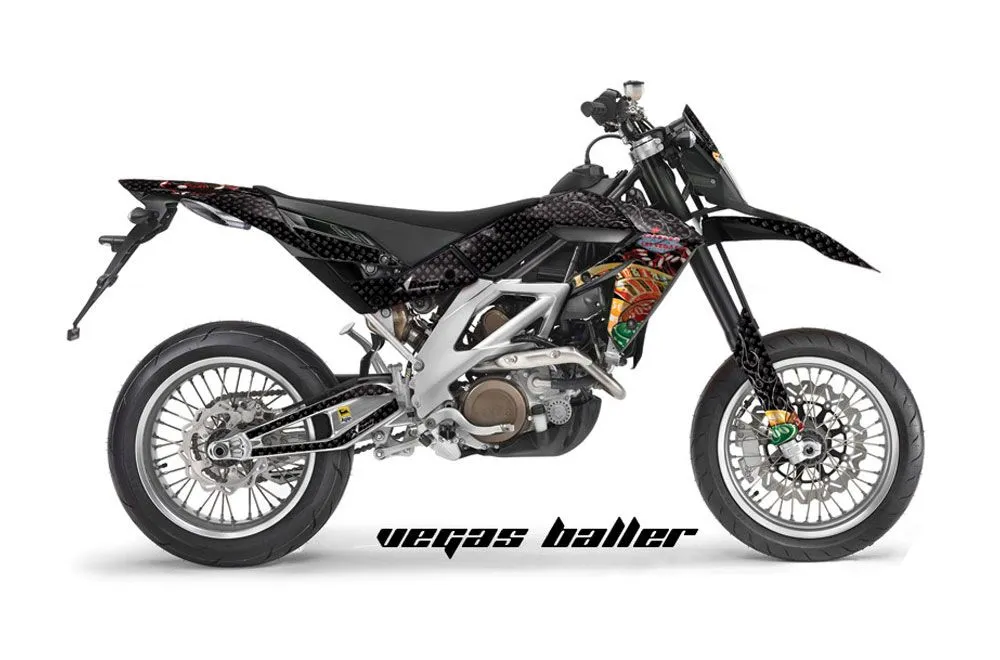 Aprilia SXV 4.5 / 5.5 Dirt Bike Graphic Kit - 2006-2015 Vegas Baller Black
