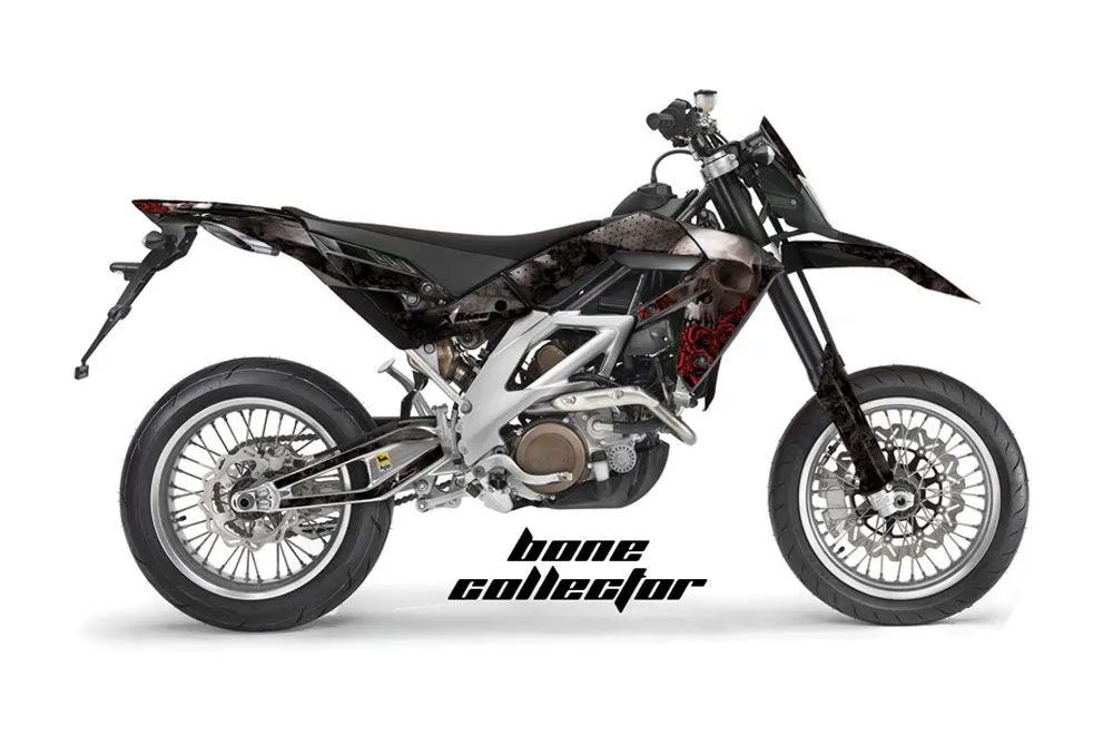 Aprilia SXV 4.5 / 5.5 Dirt Bike Graphic Kit - 2006-2015 Bone Collector Black
