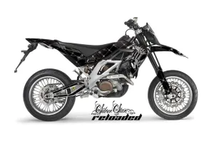 Aprilia SXV 4.5 / 5.5 Dirt Bike Graphic Kit - 2006-2015 Silver Star - Reloaded Black