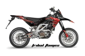 Aprilia SXV 4.5 / 5.5 Dirt Bike Graphic Kit - 2006-2015 Tribal Flames Red