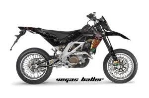 Aprilia SXV 4.5 / 5.5 Dirt Bike Graphic Kit - 2006-2015 Vegas Baller Black