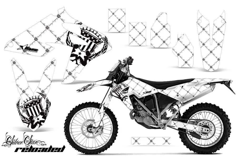 BMW G450x Dirt Bike Graphic Kit - 2010-2011 Silver Star - Reloaded White