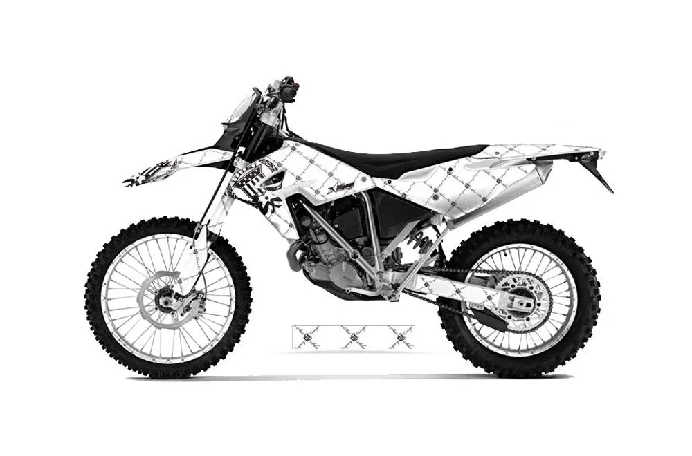 BMW G450x Dirt Bike Graphic Kit - 2010-2011 Silver Star - Reloaded White