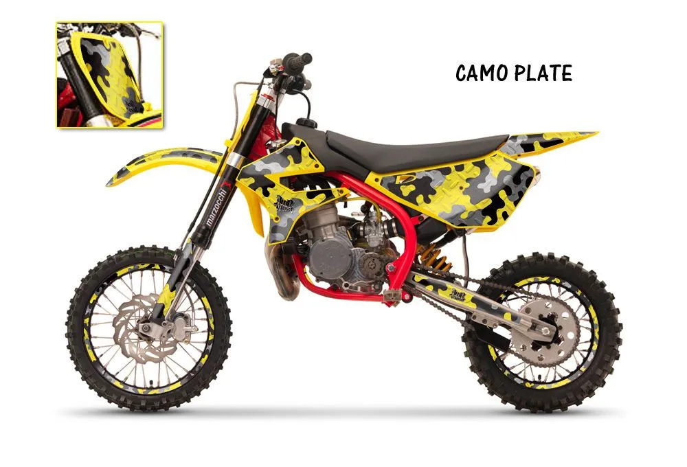 Cobra CX 50 Jr Dirt Bike Graphic Kit - 2003-2011 Checkered Skull Yellow