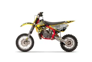 Cobra CX 65 Dirt Bike Graphic Kit - 2007-2011 Diamond Flames Yellow