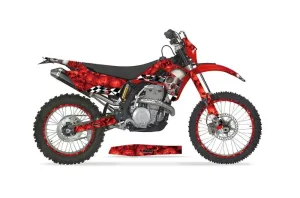 Gas Gas EC 250 Dirt Bike Graphic Kit - 2009-2010 Checkered Skull Red