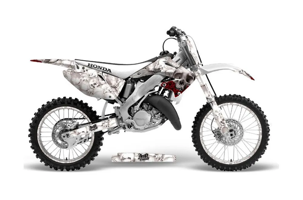 Honda CR125 Dirt Bike Graphic Kit - 1995-2015 Bone Collector White