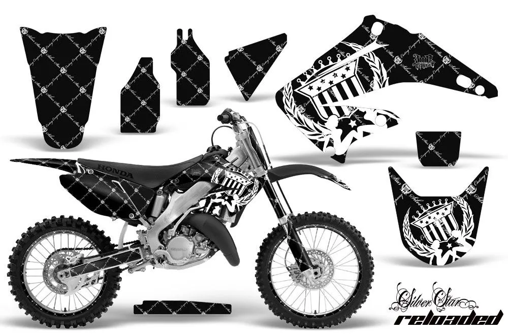 Honda CR250 Dirt Bike Graphic Kit - 1995-2015 Silver Star - Reloaded White