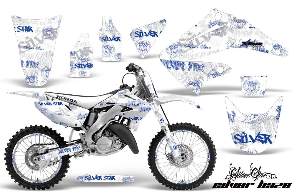 Honda CR250 Dirt Bike Graphic Kit - 1995-2015 Silver Star - Silverhaze White
