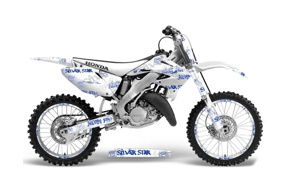 Honda CR250 Dirt Bike Graphic Kit - 1995-2015 Silver Star - Silverhaze White