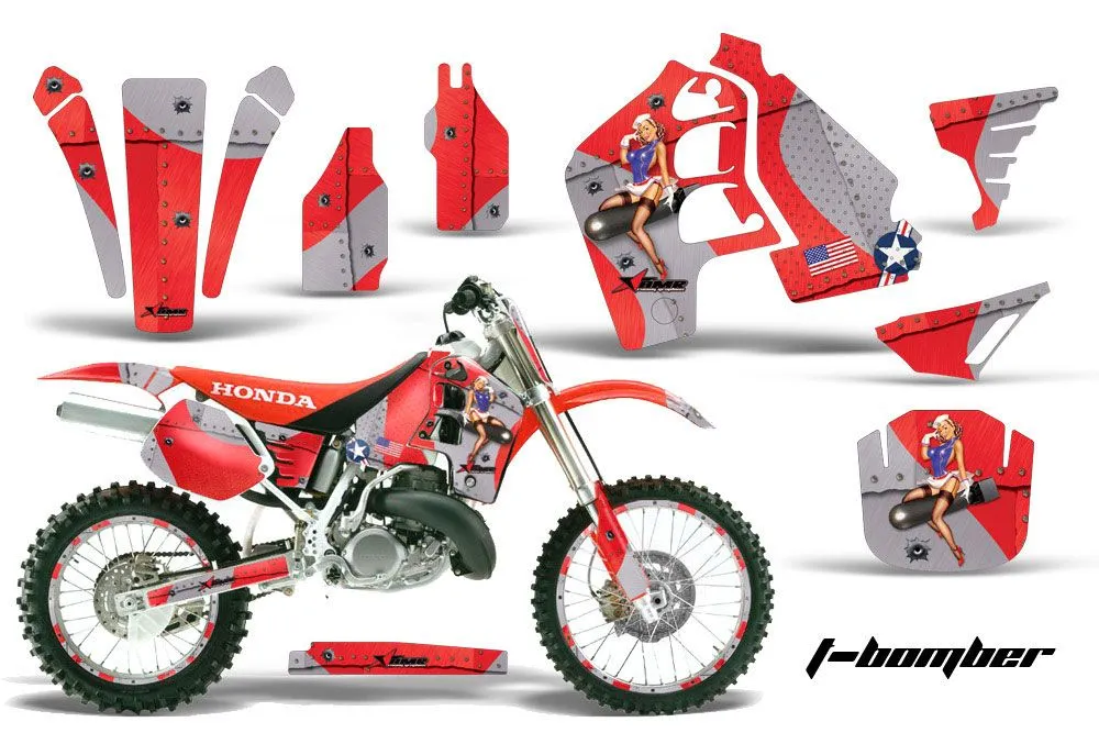 Honda CR500 Dirt Bike Graphic Kit - 1989-2001 T Bomber Red