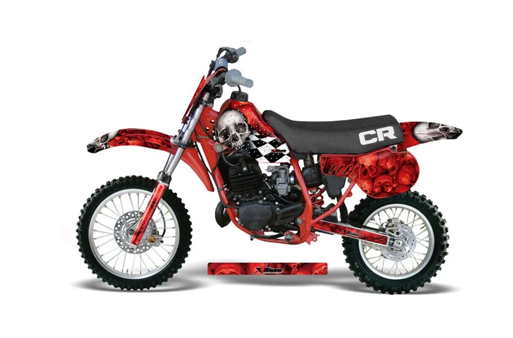Honda CR60 Dirt Bike Graphic Kit - 1984-1985 Checkered Skull Red