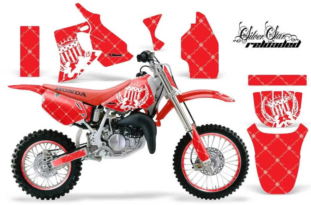 Honda CR80 Dirt Bike Graphic Kit - 1996-2002 Silver Star - Reloaded Red