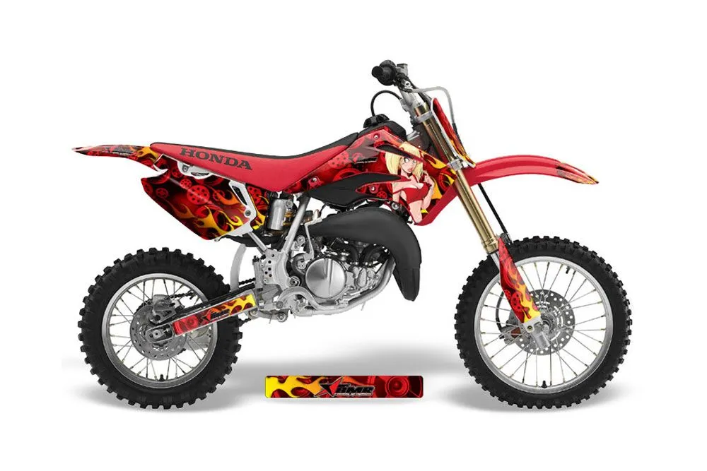 Honda CR85 Dirt Bike Graphic Kit - 2003-2007 Motorhead Mandy Red