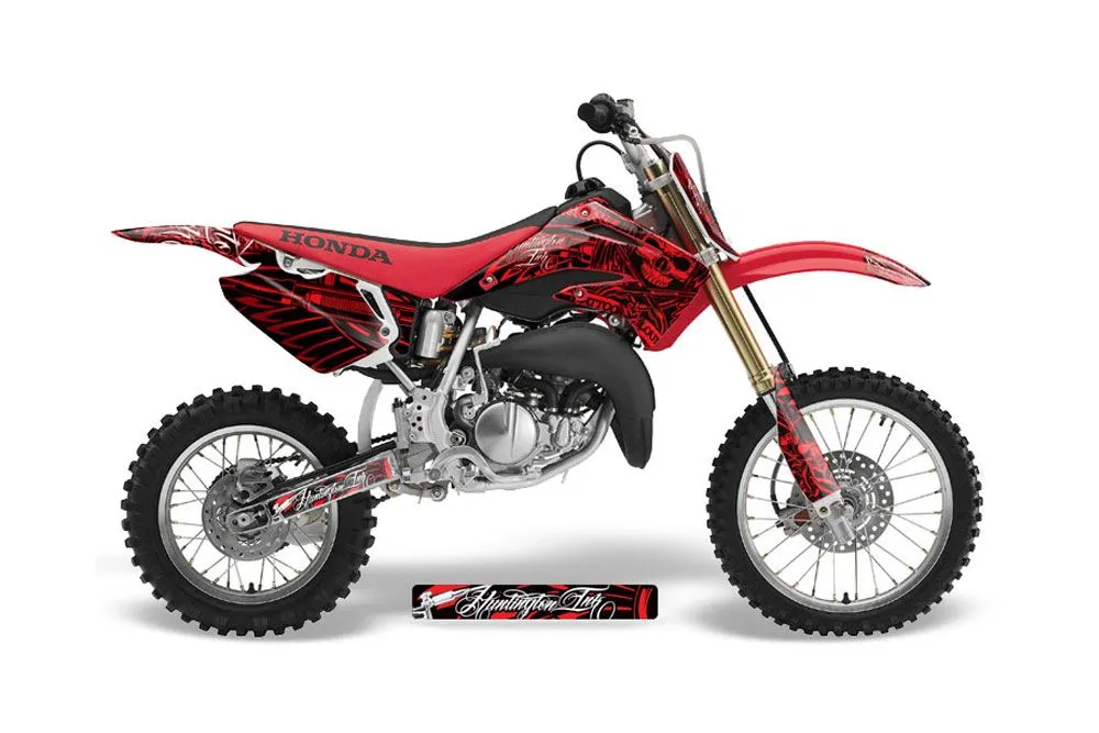 Honda CR85 Dirt Bike Graphic Kit - 2003-2007 Skulls and Hammers Red