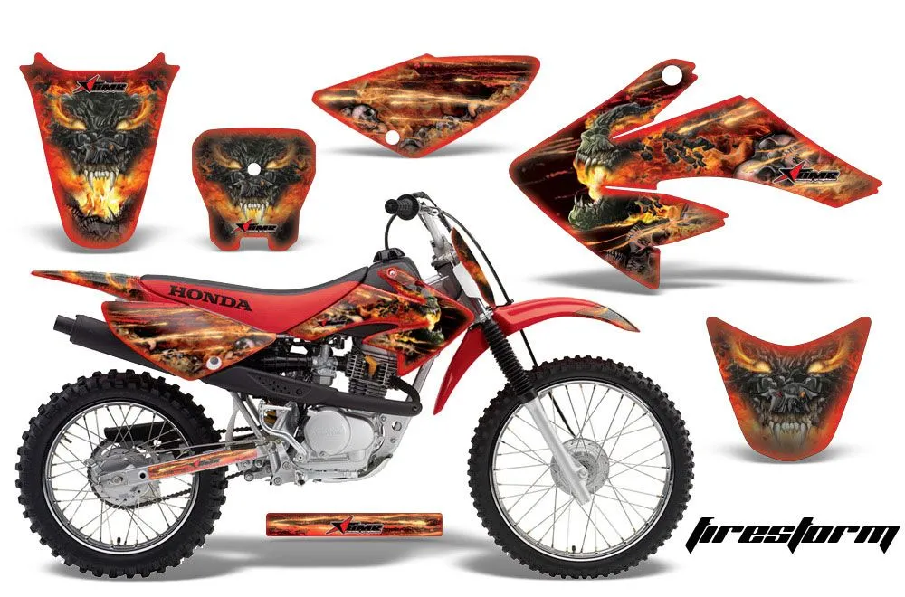 Honda CRF100 Dirt Bike Graphic Kit - 2004-2010 Firestorm Red