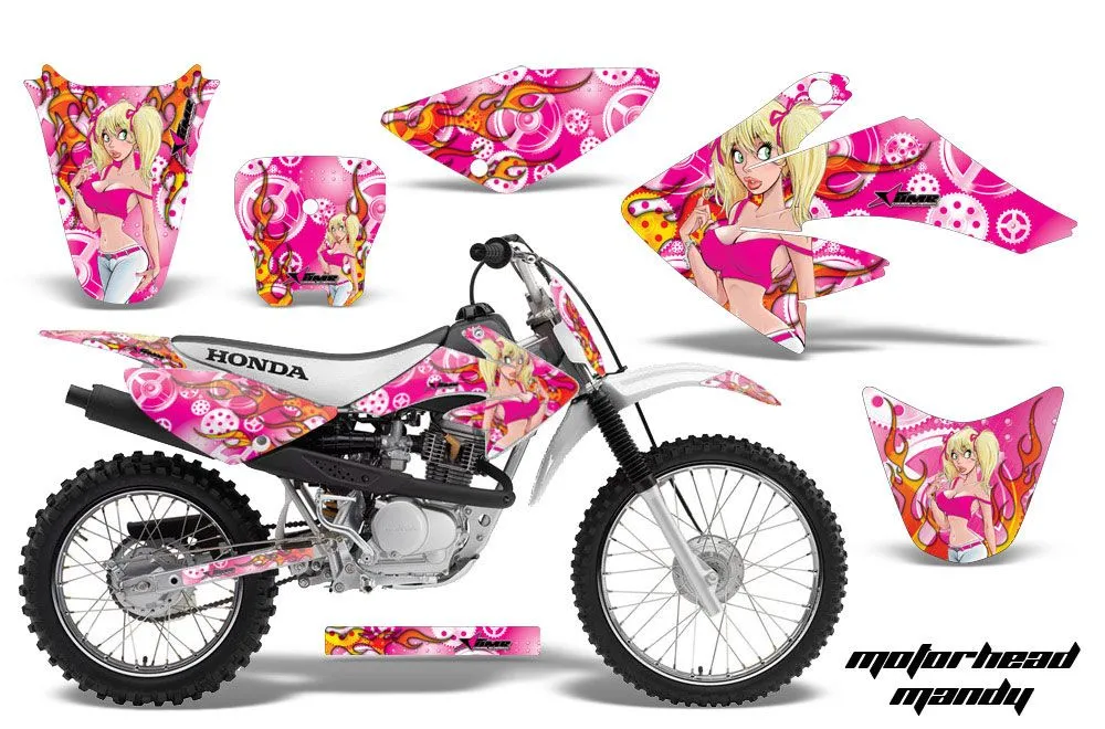 Honda CRF100 Dirt Bike Graphic Kit - 2004-2010 Motorhead Mandy Pink