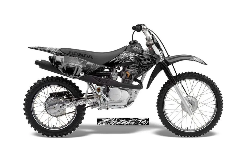 Honda CRF100 Dirt Bike Graphic Kit - 2004-2010 Skulls and Hammers Silver
