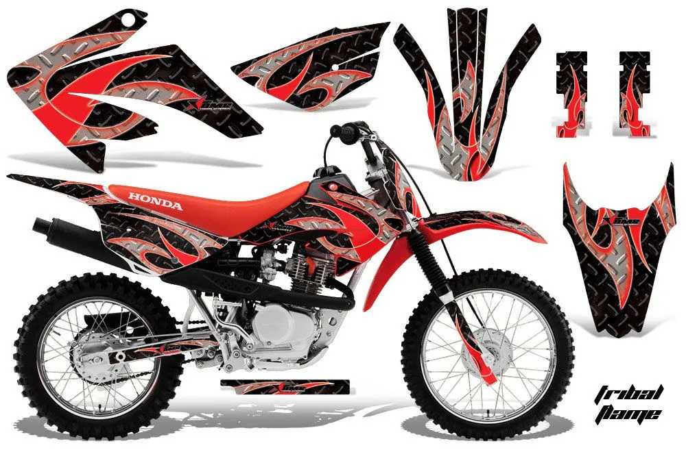 Honda CRF100 Dirt Bike Graphic Kit - 2011-2016 Tribal Flame Red
