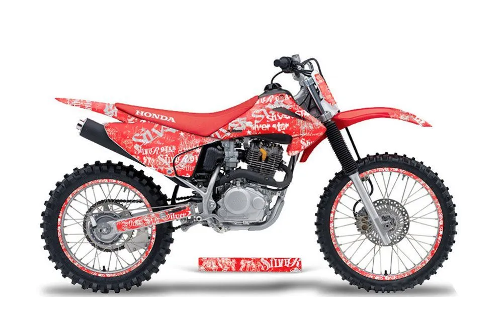 Honda CRF150 F Dirt Bike Graphic Kit - 2003-2007 Silver Star - Silverhaze Red