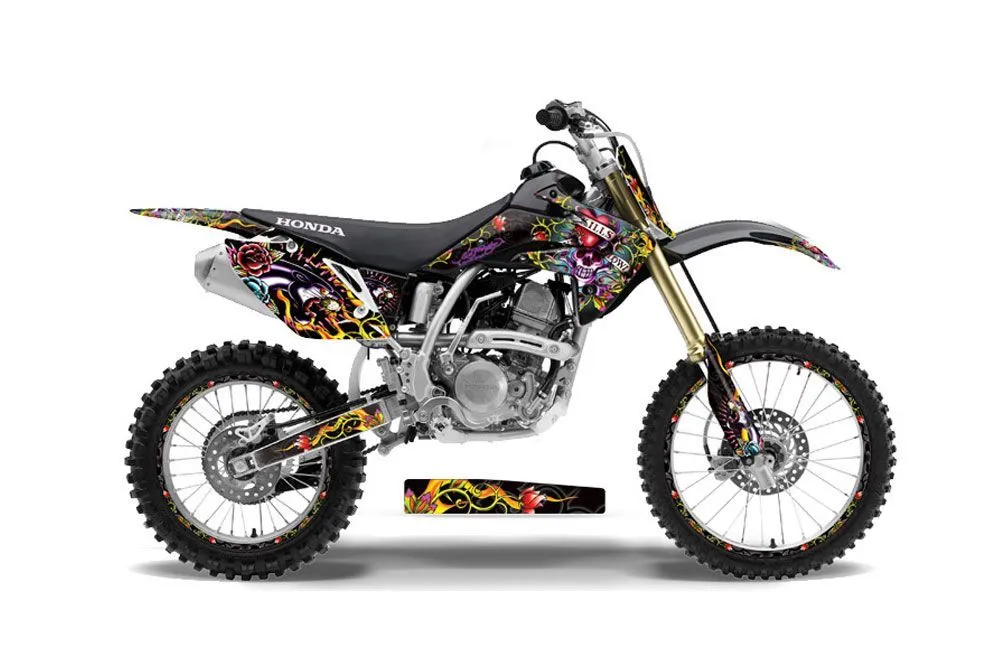 Honda CRF150 R Dirt Bike Graphic Kit - 2007-2016 Ed Hardy - Love Kills Black
