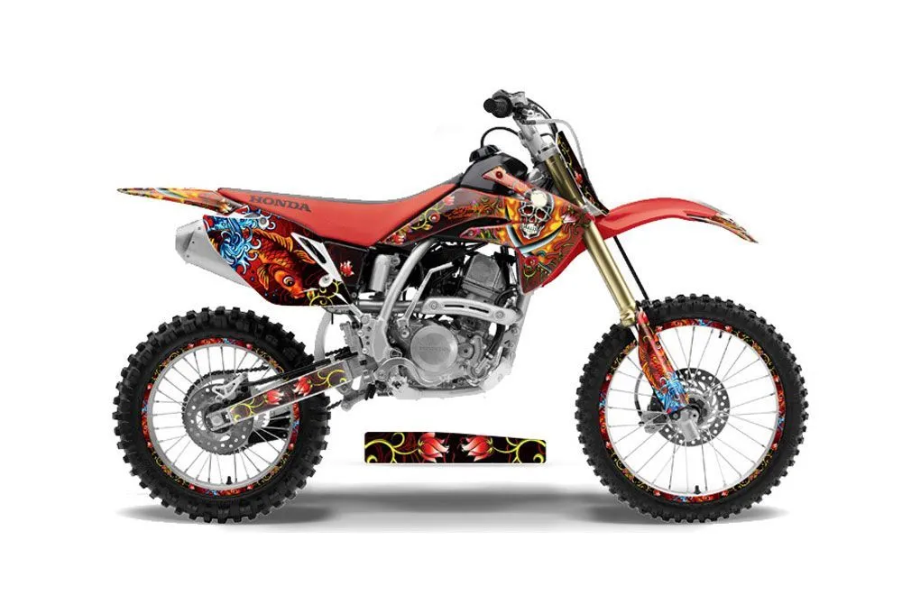 Honda CRF150 R Dirt Bike Graphic Kit - 2007-2016 Ed Hardy - Pirates Red