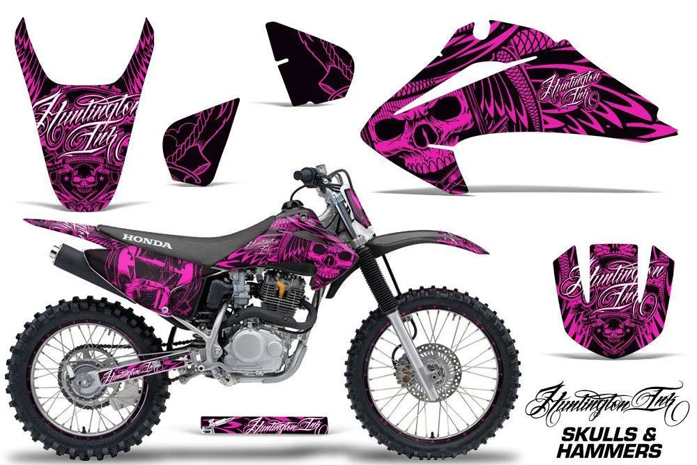Honda CRF230 F Dirt Bike Graphic Kit - 2003-2007 Skulls and Hammers Pink