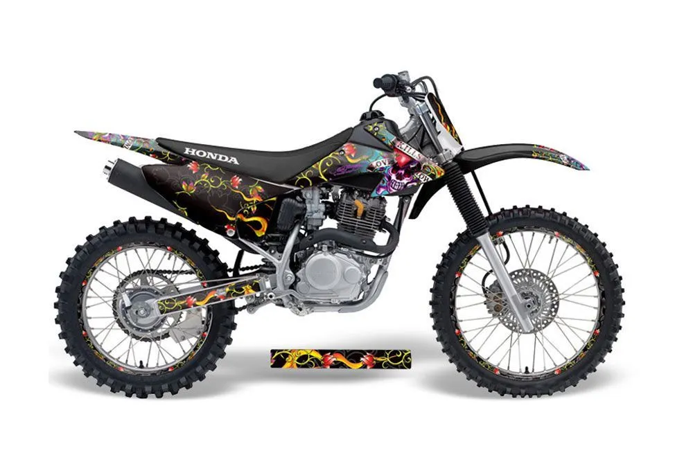 Honda CRF230 F Dirt Bike Graphic Kit - 2008-2014 Ed Hardy - Love Kills Black
