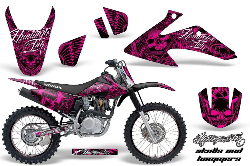 Honda CRF230 F Dirt Bike Graphic Kit - 2008-2014 Skulls and Hammers Pink