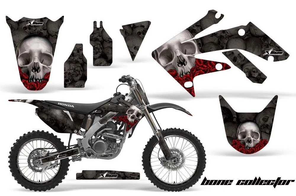 Honda CRF250 R Dirt Bike Graphic Kit - 2004-2013 Bone Collector Black