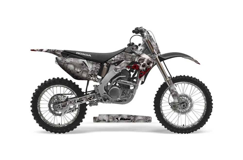 Honda CRF250 R Dirt Bike Graphic Kit - 2004-2013 Bone Collector Silver