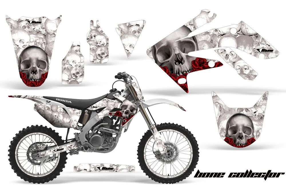 Honda CRF250 R Dirt Bike Graphic Kit - 2004-2013 Bone Collector White