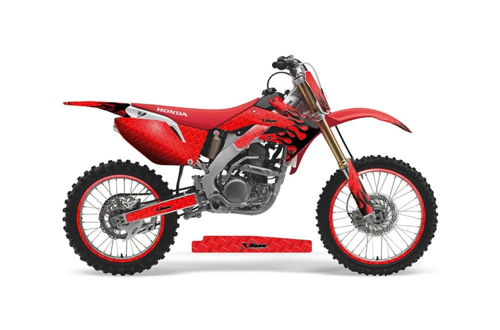 Honda CRF250 R Dirt Bike Graphic Kit - 2004-2013 Diamond Flames Red