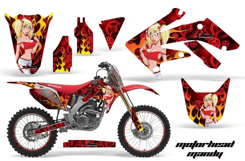 Honda CRF250 R Dirt Bike Graphic Kit - 2004-2013 Motorhead Mandy Red